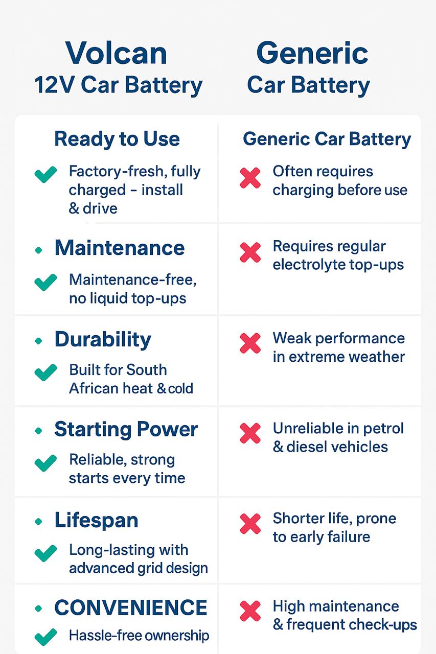 Volcan Car Battery 616 12v 36Ah 250CCA
